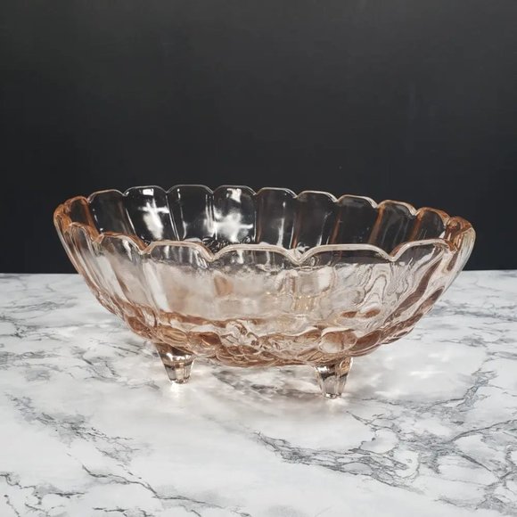 Indiana Glass Garland Pink Fruit Centerpiece Bowl Vintage - Picture 3 of 9